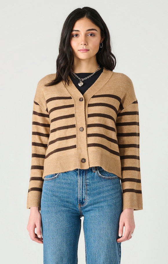 Camel Striped Cardigan