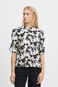 Black and White Floral Blouse