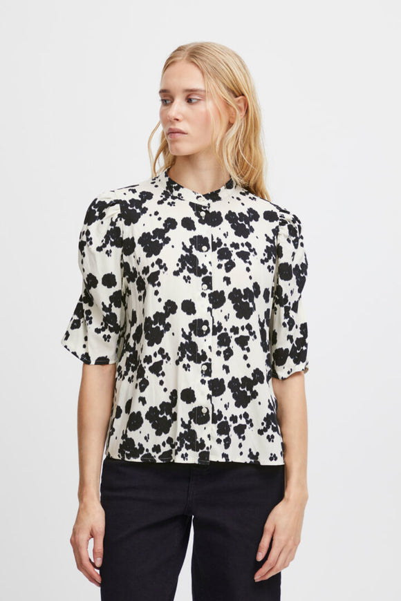 Black and White Floral Blouse