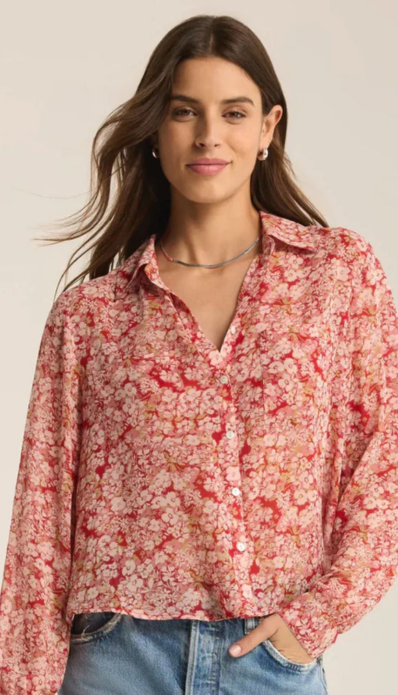 Red Floral Blouse