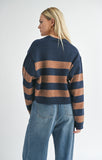 Navy and Camel Stripe Cardigan