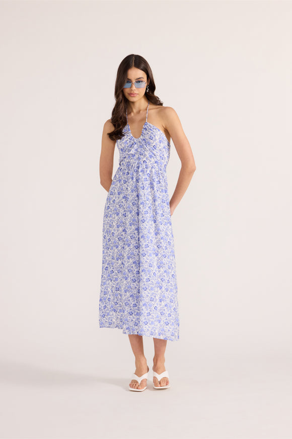 Blue Floral Halter Midi