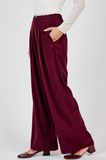 Wine Wide Leg Trousers