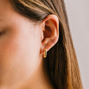 Gold Paperclip Puff Hoops