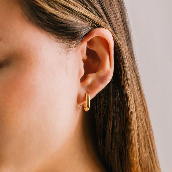 Gold Paperclip Puff Hoops