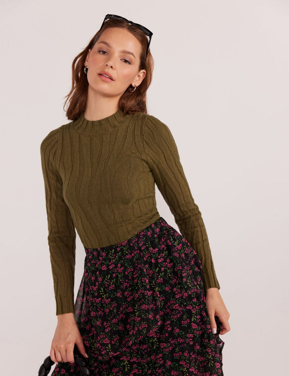 Khaki Jacquard Knit Top