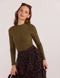 Khaki Jacquard Knit Top