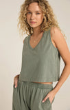 Palm Green Sloane V-neck Tank