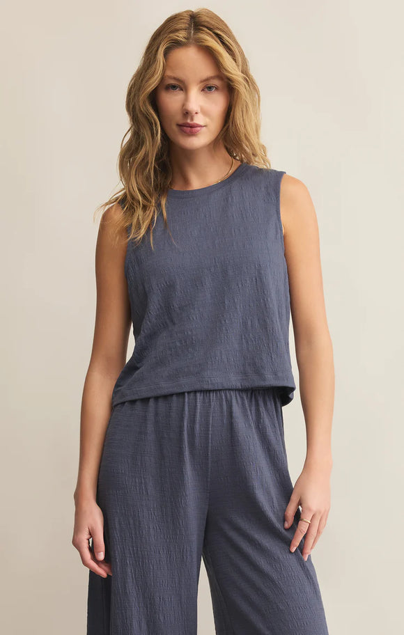 Worn Blue Sloane Textured Slub Tank